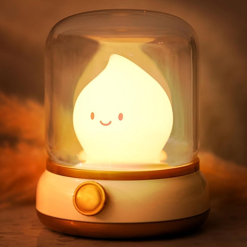 WANIDEA Store Flameless Candles Lamp, Led Candles,Cute Kerosene Lamp,Silicone Flame Amber Light,Adjustable Dimmable Rechargeable Night Light for Kids,Girls,Teenager Kids Bedroom Christmas - Image 1